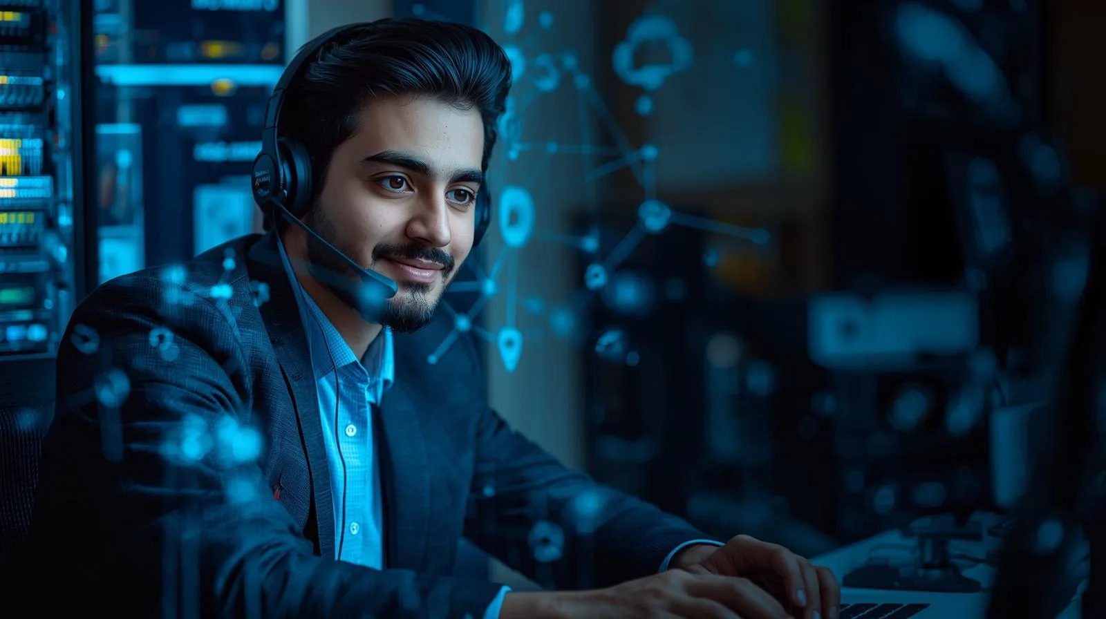 تصویری از یک فرد در حال ارائه پشتیبانی شبکه